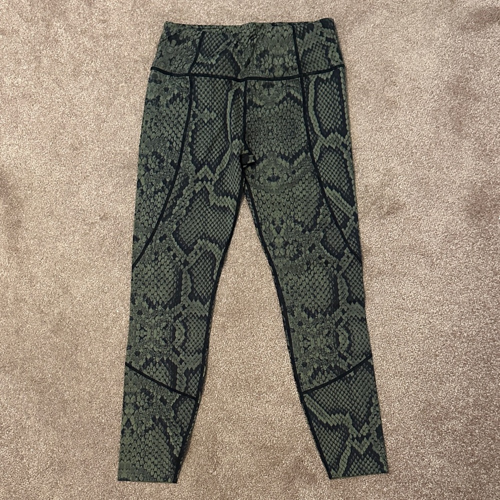 Varley Green Snake Print Leggings